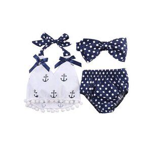 Anchor Halter Top Polka Dot Bottoms Hair Bow Head Band Atpapa Catpapa Size 4